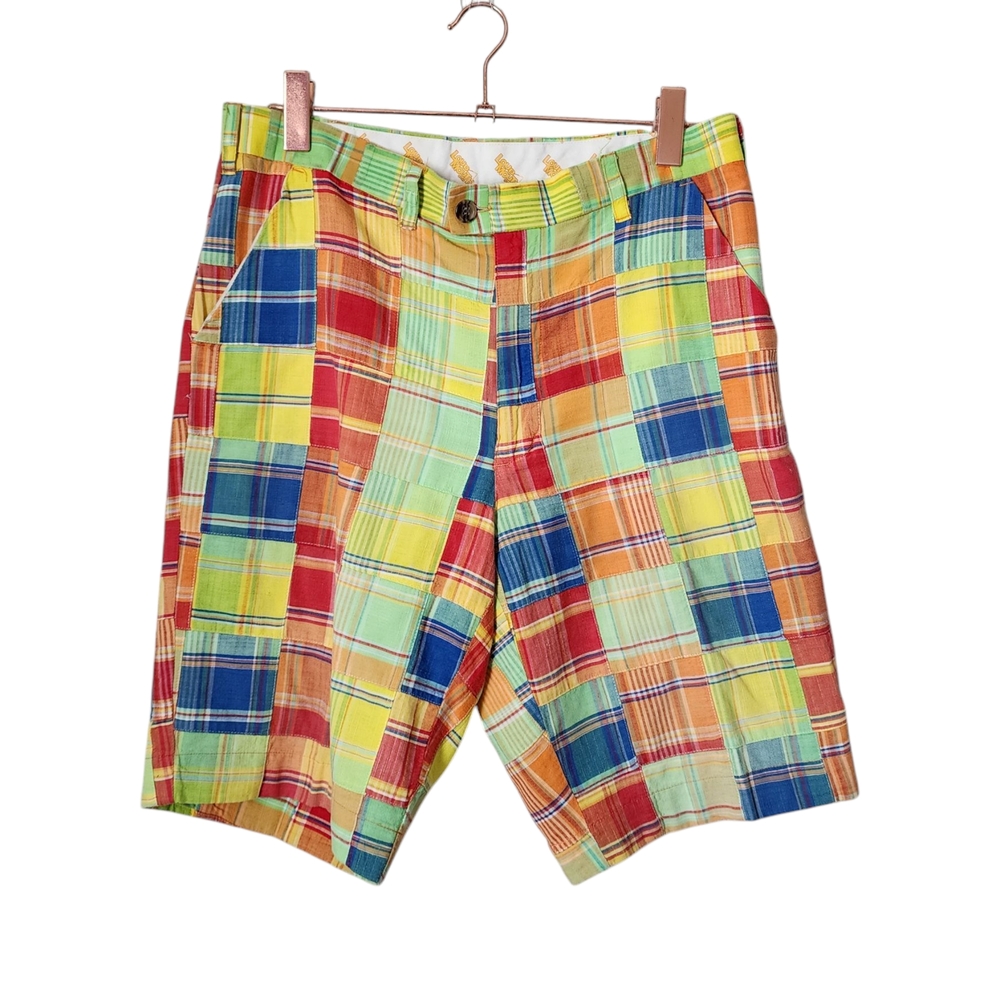 LOUDMOUTH Golf Shorts Plaid Colorful Shorts Preppy 100%‎ cotton size 34